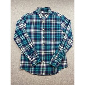 American Eagle Outfitters Shirt Mens Small Blue Plaid Cowboy Rodeo Preppy